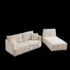 Multi Module Combination Style Sofa For Living Room And Other Lounge Spaces, Modern Minimalist Corduroy Combination Sofa With 2 Comfort Cushions With USB & C Charging Ports - Beige - Image 11