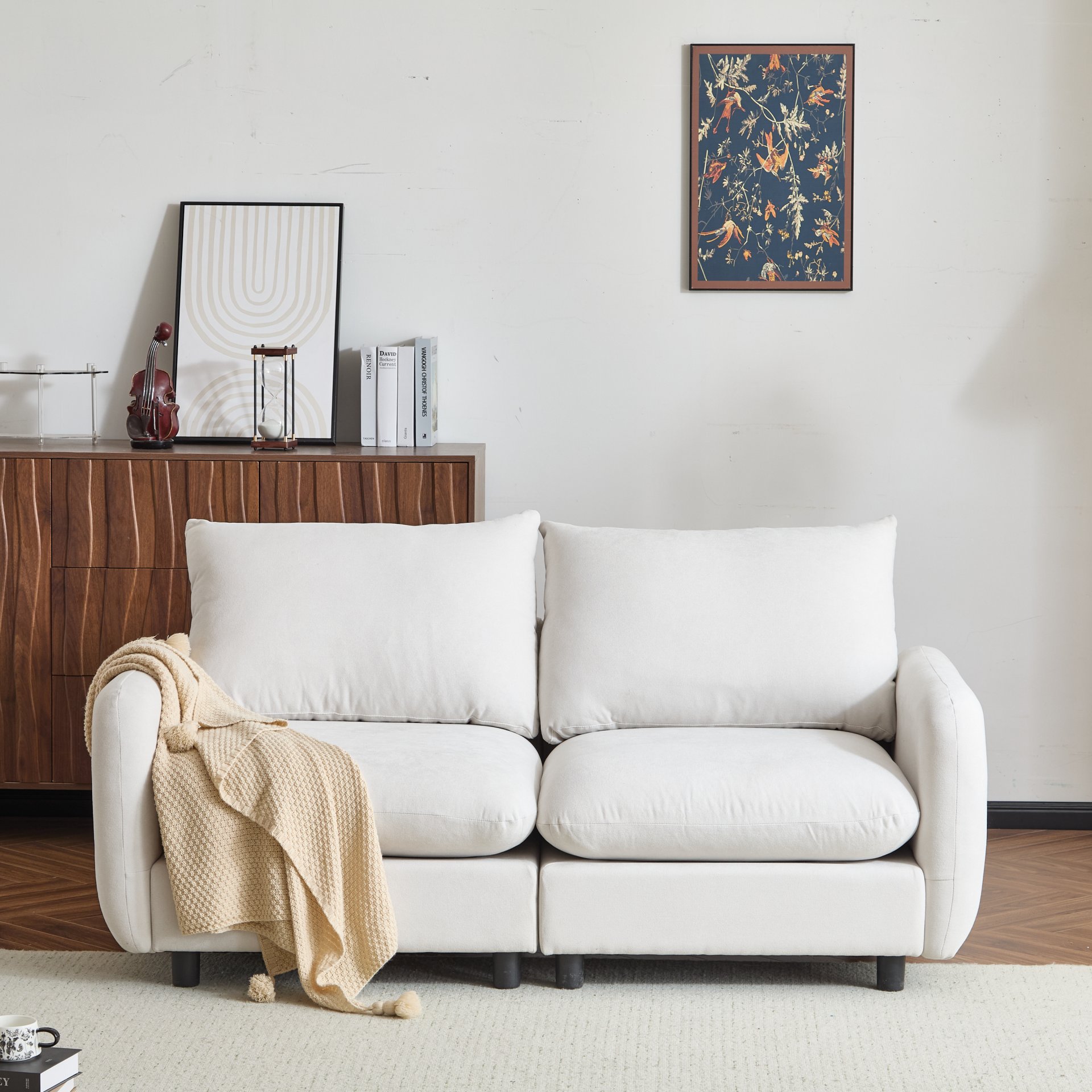 2 Seats Modular Sectional Sofa Corner Chair Sofa Couch - White - Image 2