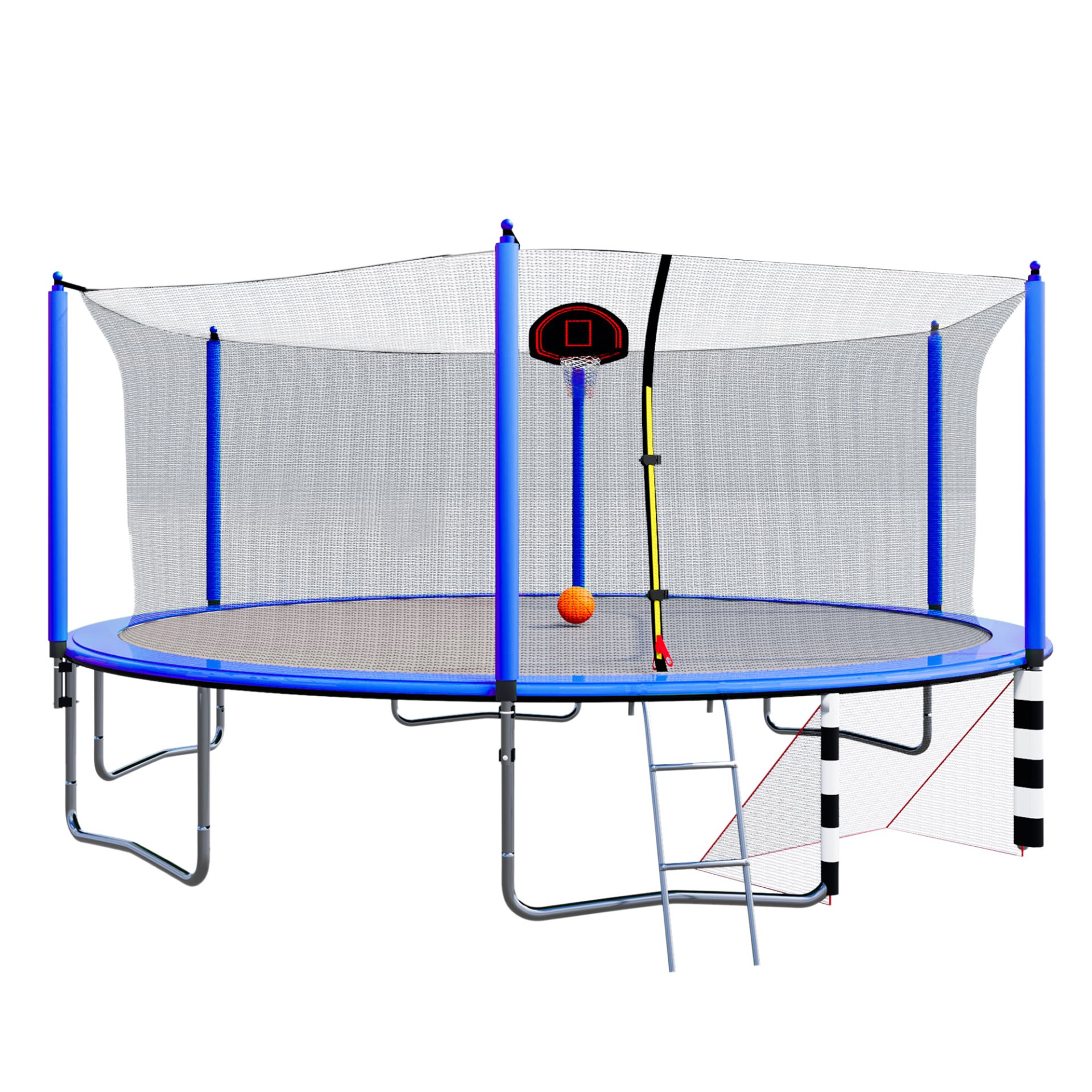 16Ft Trampoline With Basketball Hoop Pump And Ladder (Inner Safety Enclosure) With Soccer Goal - Blue - Image 9