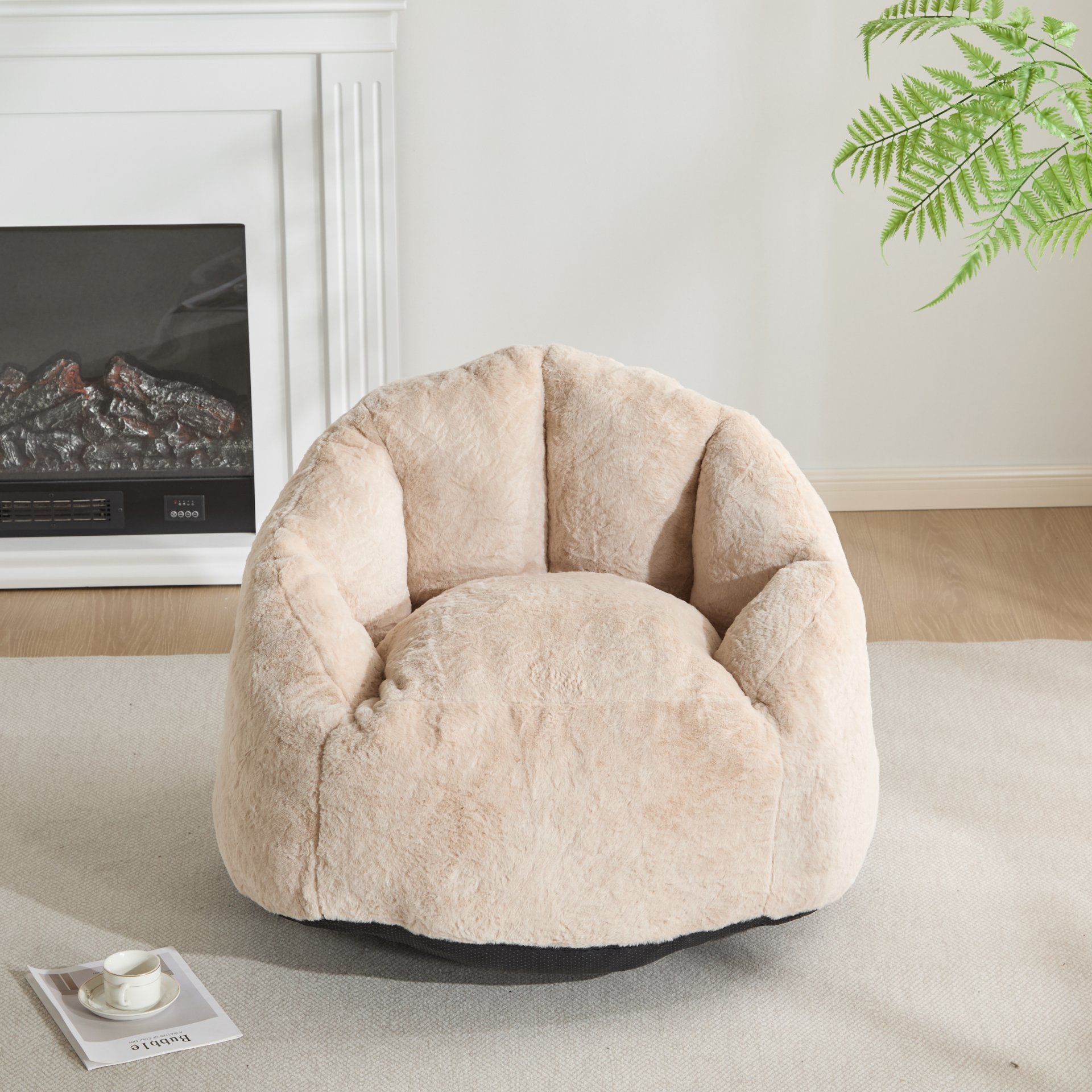 Albi - Indoor Cozy Armchair Style Bean Bag - Beige - Image 5