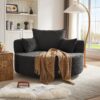 360 Degree Swivel Accent Barrel Chair With Removable Pillows - Black - Image 9