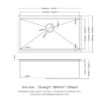 Workstation Kitchen Sink 33" X 19" X 10" Single Bowl Undermount 16 Gauge - Gunmetal Black - Image 3