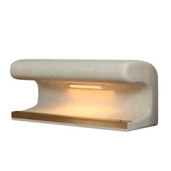 Modern Leather Upholstered Entryway Bench With LED Sensor Light Ottoman For Living Room, Or End Of Bed - Beige