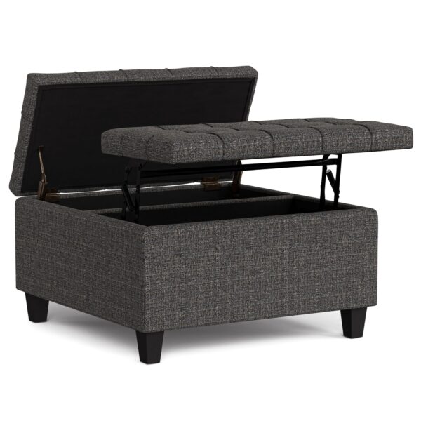Harrison - Small Square Coffee Table Storage Ottoman - Ebony