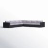 Wide Outdoor Patio Sectional With Cushions - Black - Image 12