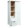 Modern Bedroom Storage Wardrobe With Hanging Rods, 2 Drawers, Open Shelves, Sliding Door - White - Image 8