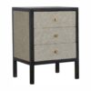 Faux Leather Nightstand, 3 Drawer - Black - Image 2