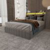 Full Size Bed Frame With LED, Under Bed Storage Drawers, Wings Headboard - Light Gray - Image 5