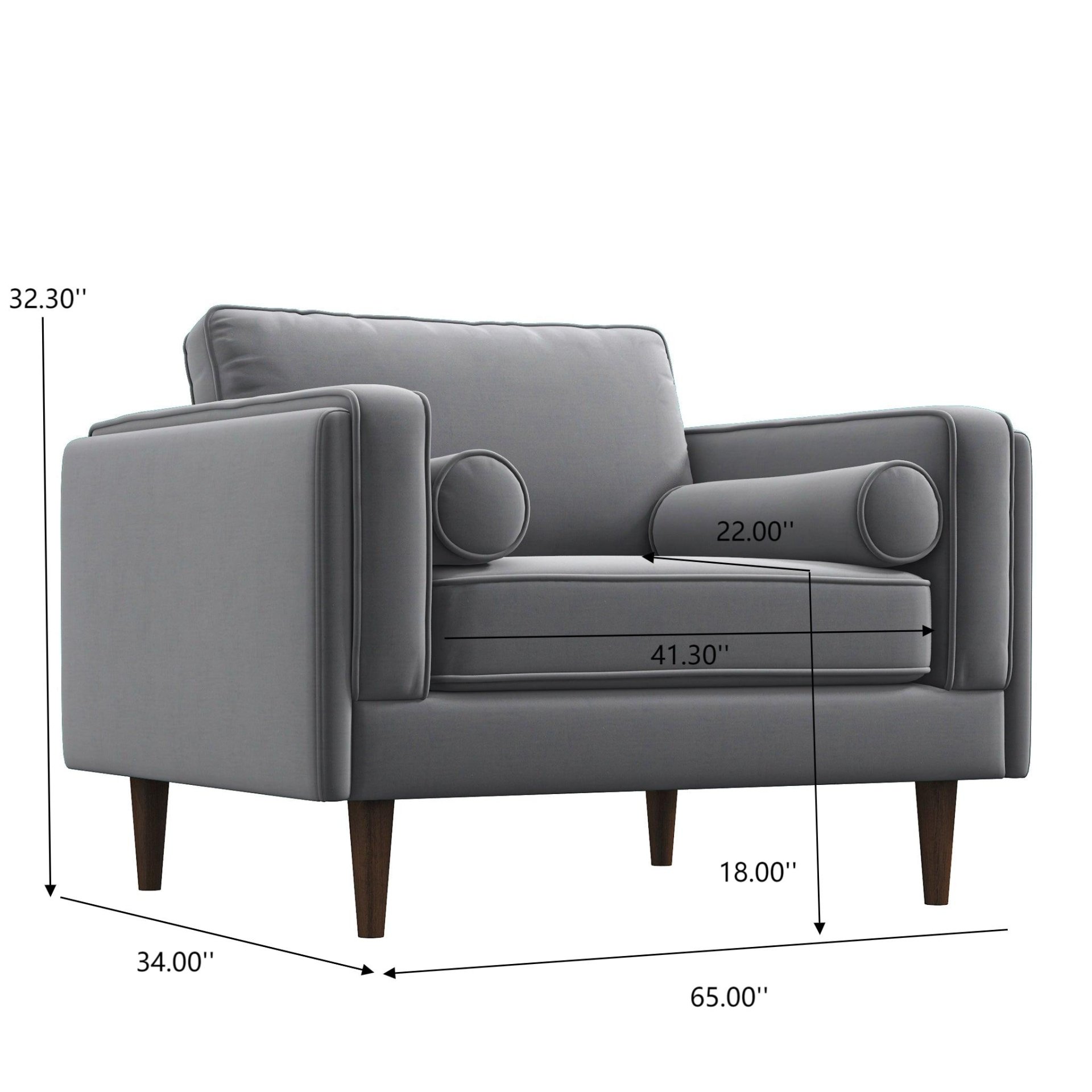 Amber - Velvet Lounge Chair - Brown / Gray - Image 3