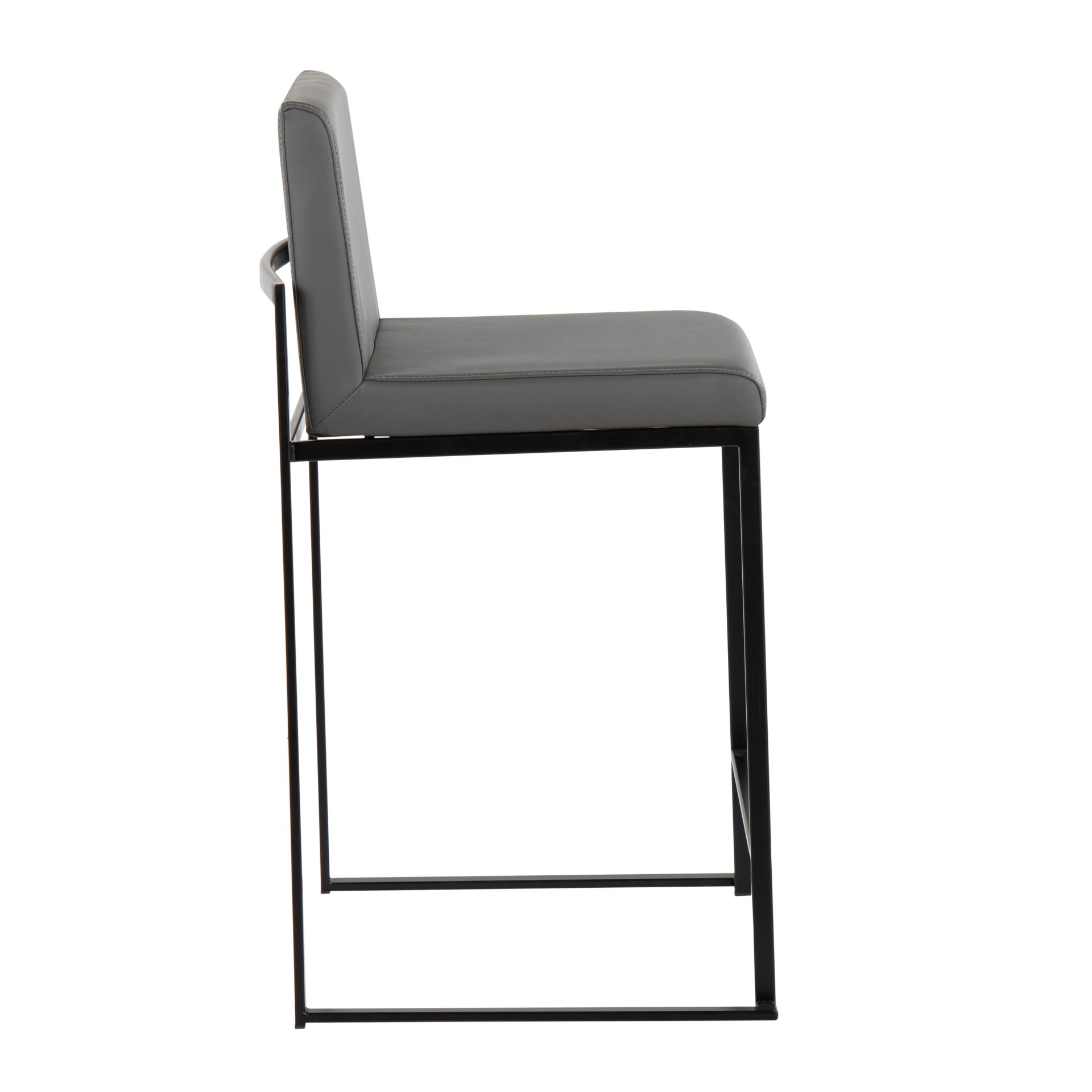 Fuji - Contemporary High Back Counter Stool (Set of 2) - Gray / Black - Image 3