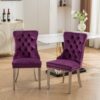 Nikki - Modern, High-End Tufted Solid Wood Contemporary Velvet Upholstered Dining Chair With Chrome Stainless Steel Plating Legs, Nailhead Trim (Set of 2) - Purple / Chrome - Image 14