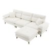 L Shaped Convertible Sectional Sofa 4 Seat Tufted Couch Set With Two Tone Adjust Legs Cloud Movable Ottoman - White - Image 4