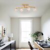 6 Light Crystal Ceiling Light For Dining Room, Modern Ceiling Lamp With Light Fixture For Entryway, Lobby, Kitchen, Bedroom, Living Room, Conference Room, (6*G9 Bulbs Included) - Gold - Image 3