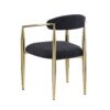 Dining Chairs (Set of 2), Mid-Century Modern Dining Chairs, Kitchen Dining Room Chairs, Round Boucle Backrest Sherpa Dining Chair With Metal Legs - Black / Gold - Image 5