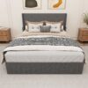 Full Size Bed Frame With Gas Lift Storage, USB Ports - Dark Gray - Image 2
