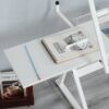 Adjustable Tempered Glass Drafting Printing Table With Chair - White - Image 7