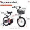 Fkznpj - 16" Sporty Kids Bike With Training Wheels And Stand Adjustable Saddle Suitable For Boys And Girls Aged 4 - 8 Years Tall Height 41 - 46" Available In A Variety Of Colors - White - Image 6