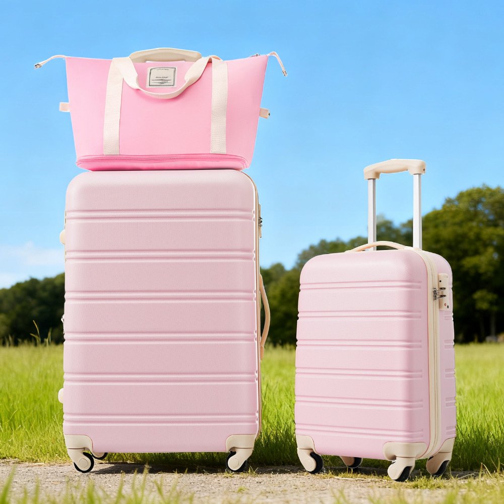 Hardshell Luggage Sets 2 Pieces + Bag Spinner Suitcase With Tsa Lock Lightweight 20" / 28" - Light Pink - Image 9