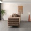 Luxurious And Comfortable Upholstered Sofa With Golden Legs And Pillows For Living Room And Reception Area - Brown - Image 5