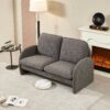 Loveseat Sofa Small Couch For Living Room, Sherpa Fabric Upholstered Loveseat Sofa Couch, Small Loveseat Sofa For Apartment, Bedroom - Gray - Image 3