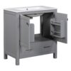 Bathroom Vanity With Single Sink, Combo Cabinet Undermount Sink, Bathroom Storage Cabinet With Two Doors And A Drawer, Soft Closing, Multifunctional Storage, Solid Wood Frame - Gray - Image 16