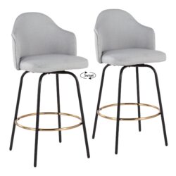 Ahoy - Contemporary Fixed Height Counter Stool Round Footrest (Set of 2) - Light Gray / Black