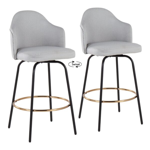 Ahoy - Contemporary Fixed Height Counter Stool Round Footrest (Set of 2) - Light Gray / Black