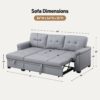 Lexi - Vegan Leather Modern Reversible Sleeper Sectional Sofa With Storage Chaise - Gray - Image 13