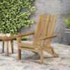 Outdoor Foldable Adirondack Chair With Slat Back - Natural - Image 2