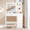 Vanity Desk With Mirror And Adjustable LED Lights, 3 Lighting Modes, Drawer And Storage Cabinet - White - Image 17