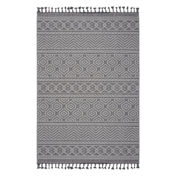 Guros - 5' X 7' Geometric Indoor / Outdoor Area Rug - Gray / White
