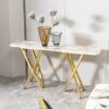 Modern Marble Pattern Console Table With Mirror Stainless Steel For Living Room - Gold - Image 2