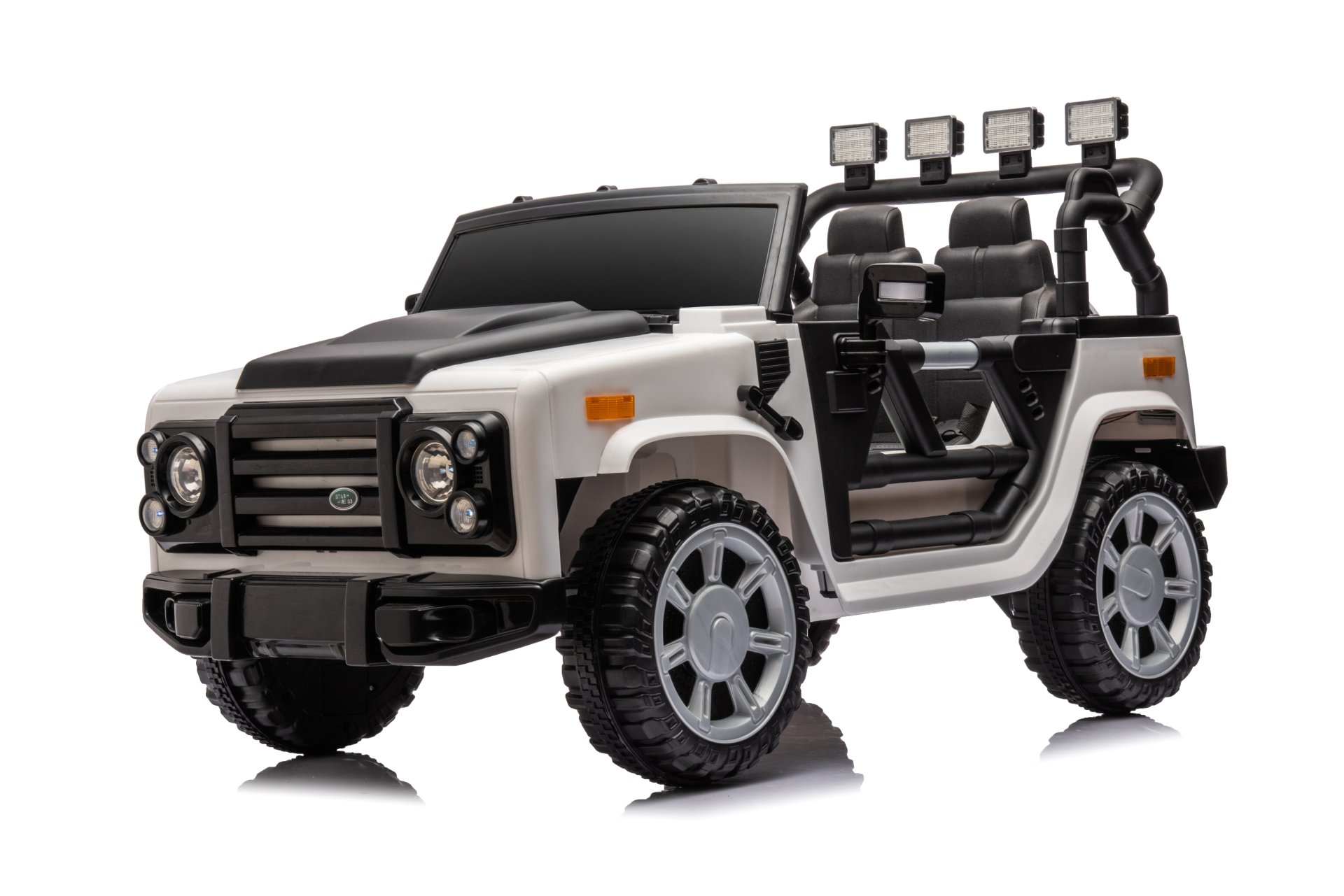12V7A 30W*2 Four-Wheel Drive Leather Seat One Button Start, Forward And Backward, High And Low Speed, Music, Front Light, Power Display, Two Doors Can Open, 2.4G R / C, Seat Belt Four Wheel Absorber - White / Black - Image 2