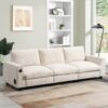 Sectional With Bluetooth Speaker Comfy Cloud Couch Set With Drop Down Table Cup Holders, USB Charger Storage Armrest Wide Seat Sofa - Beige - Image 16