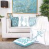 Seahorses Pillow Cover With Matching Back - Light Blue - Image 5