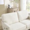 Mid Century Modern Loveseat Sofa With USB, Removable Pillow Cover - Beige - Image 12