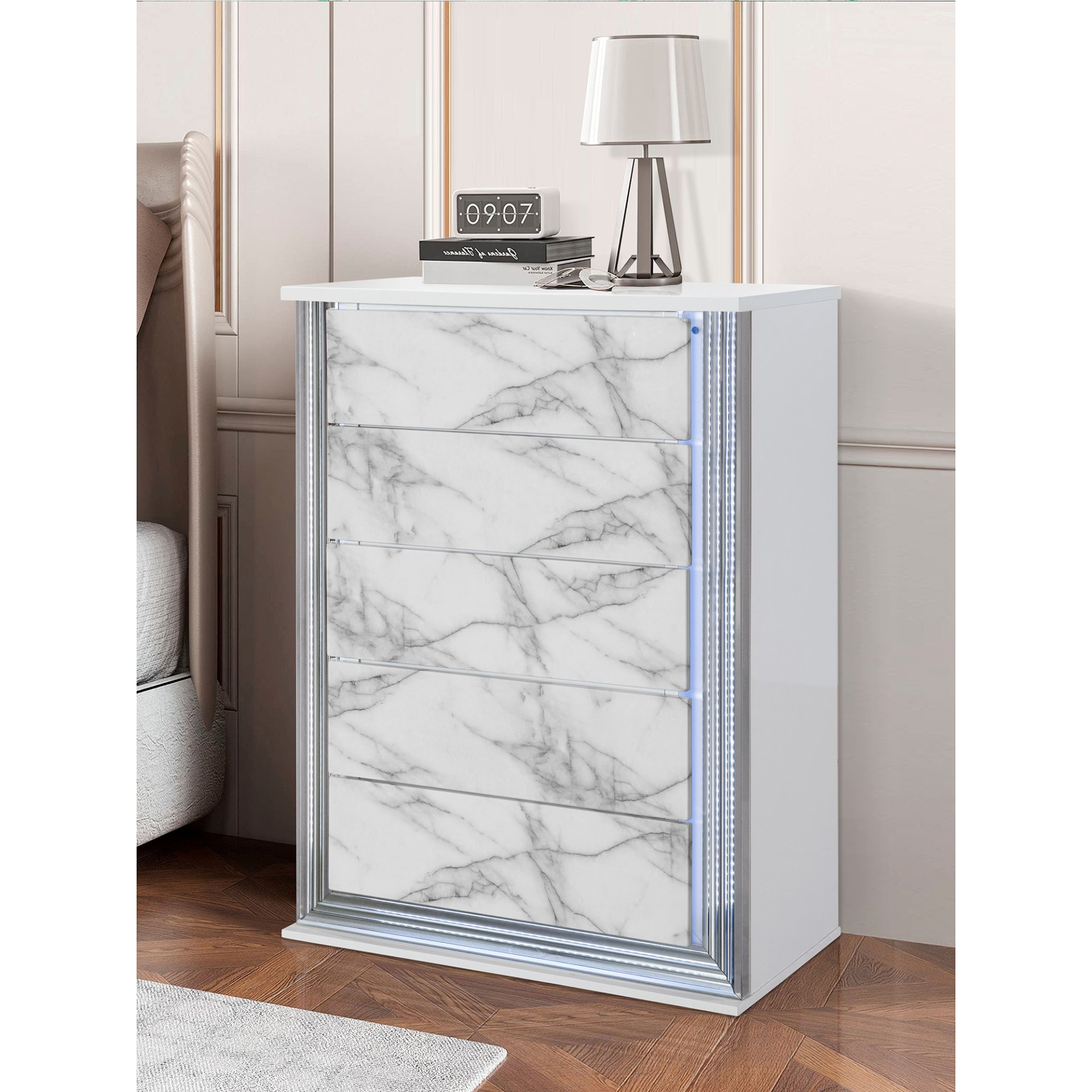 Moon - Chest With LED - White Marble - Image 7