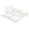 Twin Size Platform Bed With Guardrails On Both Sides And 2 Storage Drawers - White - Image 3
