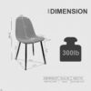 Modern Spoon Shape Dining Chairs (Set of 4) With Linen Upholstered Seat And Metal Legs - Light Gray - Image 3