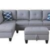 Irine - Faux Leather Sectional Sofa With Ottoman - Gray - Image 3