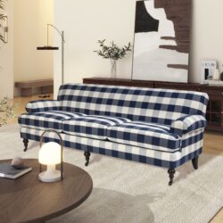 Alana Lawson - Three Cushion Tightback Sofa - Blue Lattice