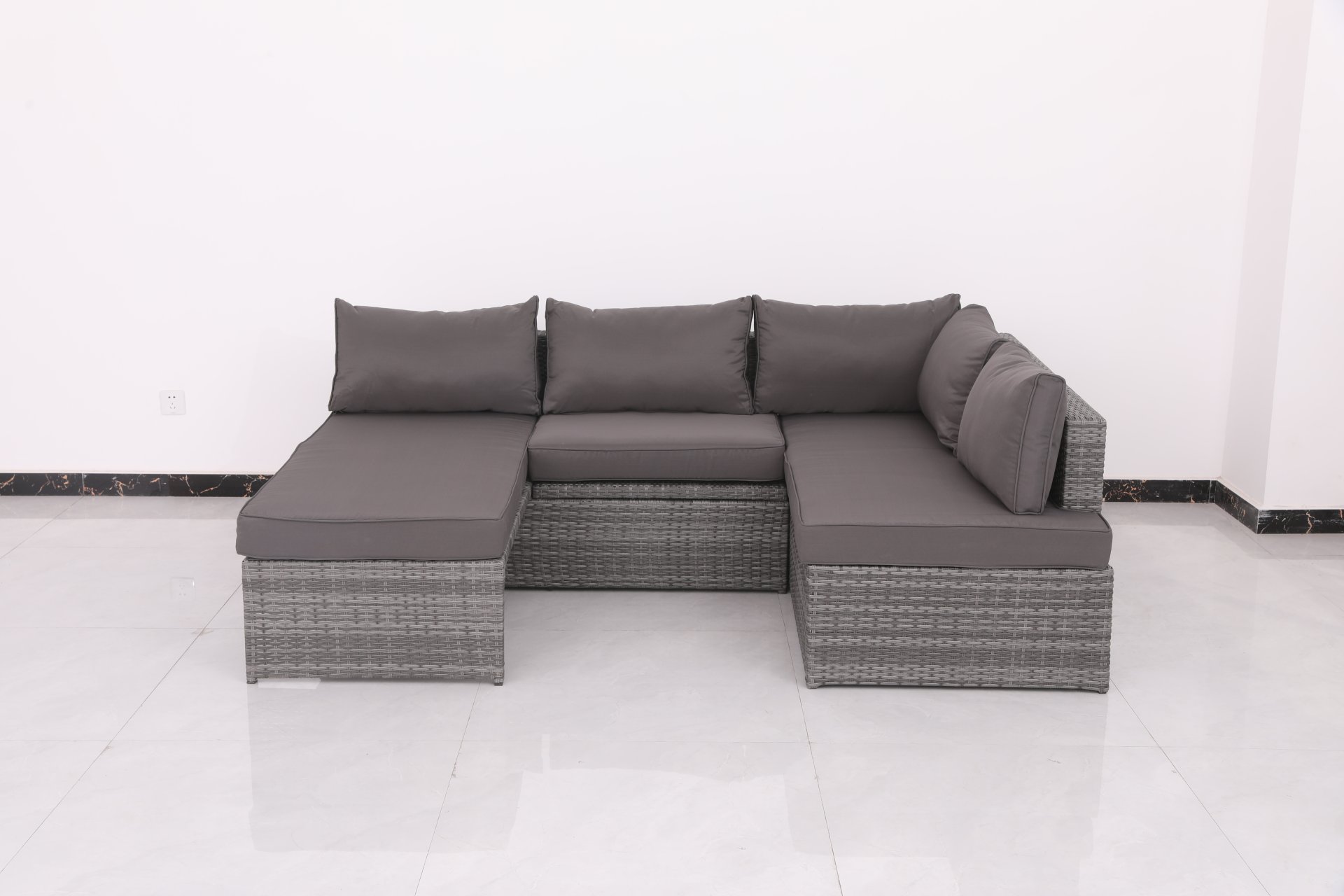 Patio Sofa With Cushions - Gray - Image 3
