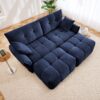 Cozy Plush 2 Seater Sofa Set With Ottomans And Throw Pillows - Blue - Image 3