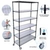 84" x 48" x 20" 6 Tier 6000Lbs Capacity Nsf Metal Shelf Wire Shelving Unit, Heavy Duty Adjustable Storage Rack With Wheels & Shelf Liners For Commercial Grade Utility Steel Storage Rack - Black - Image 2