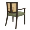 Mid Century Modern Arm Dining Chair (Set of 2) With Rattan Backrest - Dark Brown / Green - Image 7