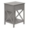 Accent End Table, 2 Tier, Storage Drawer, Transitional - Gray - Image 14