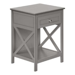 Accent End Table, 2 Tier, Storage Drawer, Transitional - Gray