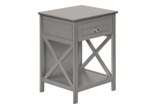 Accent End Table, 2 Tier, Storage Drawer, Transitional - Gray