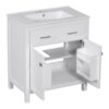 Bathroom Vanity With Ceramic Sink, Modern Single Bathroom Cabinet With 2 Doors And A Shelf, Soft Close Doors - White - Image 15