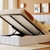Full Size Upholstered Platform Bed With A Hydraulic Storage System - White - Image 14
